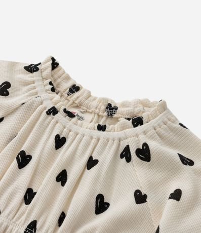 Vestido Infantil Texturizado con Estampa de Corazones - Talle 0 a 18 meses 3
