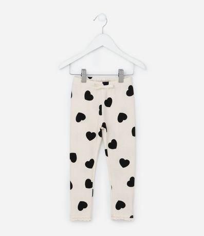 Pantalón Infantil en Waffle con Estampa Corazones - Talle 1 a 5 años 1