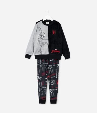 Pijama Largo Infantil en Fleece con Bordado Spider-Man - Talle 3 a 10 años