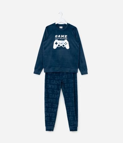 Pijama Infantil en Plush con Estampa Video Juego - Talle 5 a 14 años