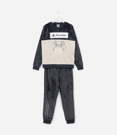 Pijama Infantil en Fleece con Bordado Playstation - Talle 5 a 14 años