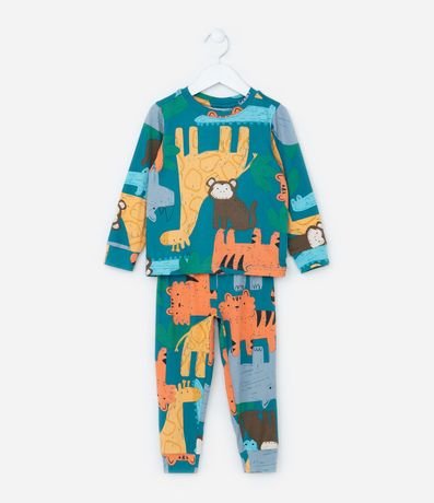 Pijama Largo Infantil con Toque Suave Estampa Animalitos - Talle 1 a 4 años