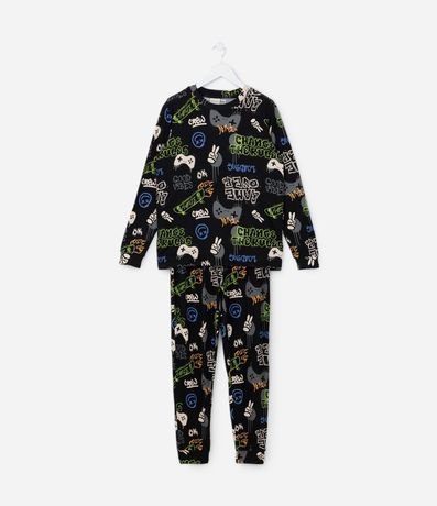 Pijama Infantil con Toque Suave Estampa Game y Skate - Talle 5 a 14 años