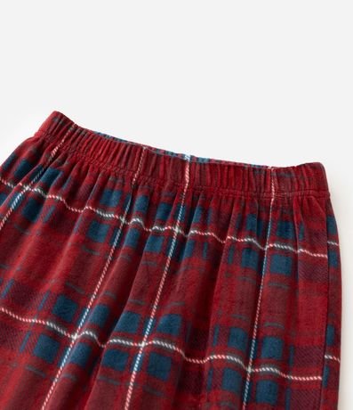 Pijama Infantil en Plush con Estampa de Cuadros y Bordados - Talle 3 a 10 años 8