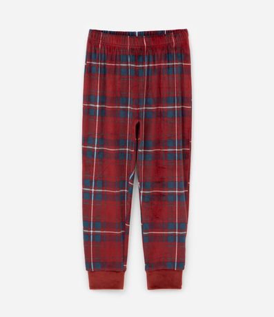 Pijama Infantil en Plush con Estampa de Cuadros y Bordados - Talle 3 a 10 años 5