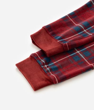 Pijama Infantil en Plush con Estampa de Cuadros y Bordados - Talle 3 a 10 años 7