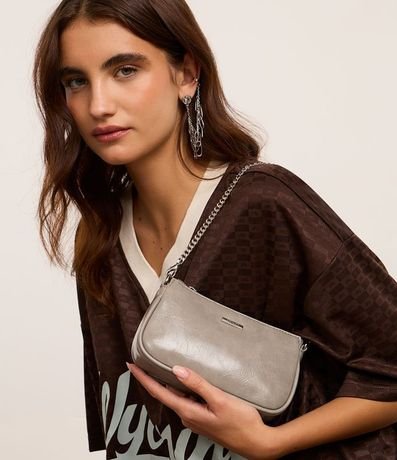 Cartera Baguette Pequena en PU Glossy con Asas Desmontables 9