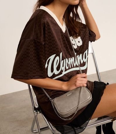 Cartera Baguette Pequena en PU Glossy con Asas Desmontables