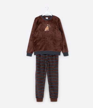 Pijama Infantil en Fleece con Bordado Capibara - Talle 5 a 14 años