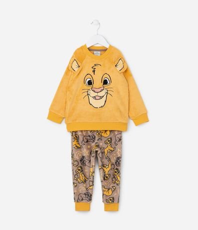 Pijama Infantil en Fleece con Bordado Simba - Tam  1 a 4 años