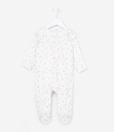 Mono Infantil en Plush con Estampa Floral y Pie Cerrado - Talle RN a 18 meses
