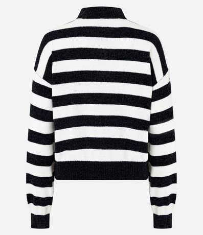 Suéter en Chenille Rayado con Cuello Alto 6