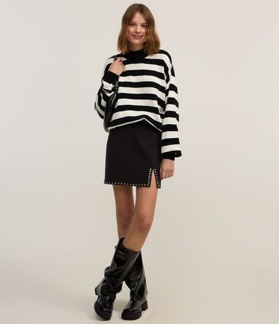 Suéter en Chenille Rayado con Cuello Alto 2