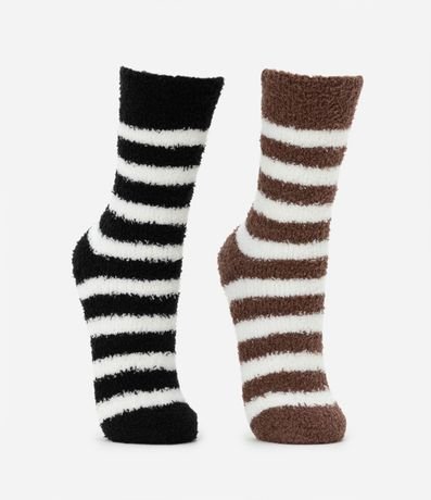 Kit 2 Medias Caña Larga en Chenilla Rayadas 2