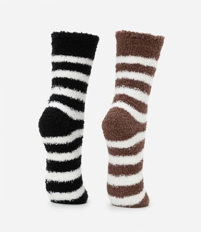 Kit 2 Medias Caña Larga en Chenilla Rayadas 3