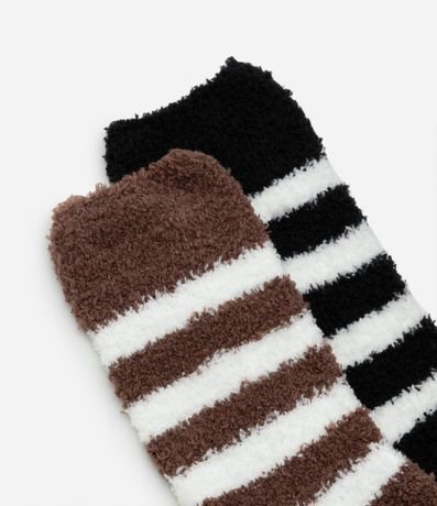 Kit 2 Medias Caña Larga en Chenilla Rayadas 4