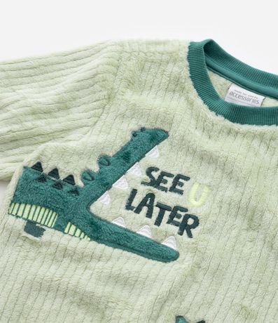 Pijama Infantil en Fleece con Bordado Interactivo de Caimán - Talle 1 a 4 años 10