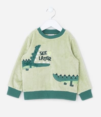 Pijama Infantil en Fleece con Bordado Interactivo de Caimán - Talle 1 a 4 años 2