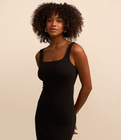 Vestido Midi en Algodón con Escote Cuadrado 2