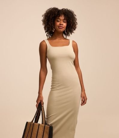 Vestido Midi en Algodón con Escote Cuadrado 2