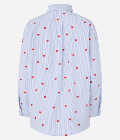 Camisa Alargada en Tricolina con Bordado con Rayas y Corazoncitos 8