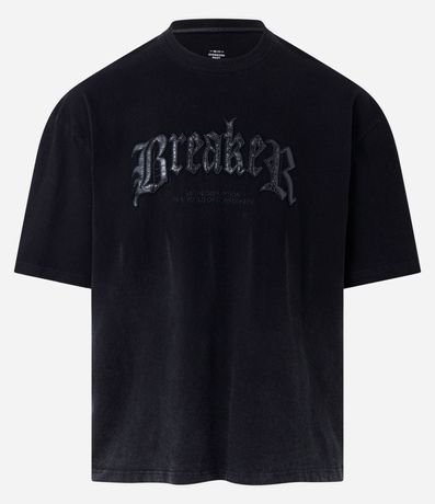 Remera Overboxy en Algodón Desteñido con Estampa Bordada Lettering 4