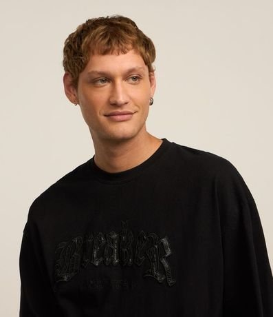 Remera Overboxy en Algodón Desteñido con Estampa Bordada Lettering 1