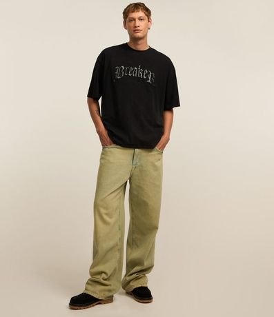 Remera Overboxy en Algodón Desteñido con Estampa Bordada Lettering 2