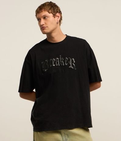 Remera Overboxy en Algodón Desteñido con Estampa Bordada Lettering 3