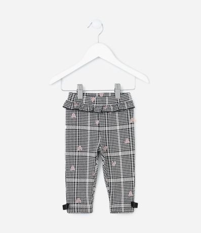 Pantalón Infantil con Volado y Estampa de Cuadros - Talle 0 a 18 meses