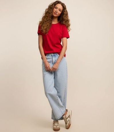 Blusa Alargada Básica en Algodón con Cuello Redondo y Manga Corta 4