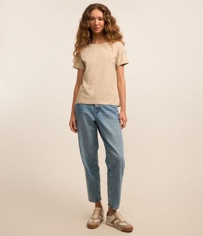 Blusa Alargada Básica en Algodón con Cuello Redondo y Manga Corta 3