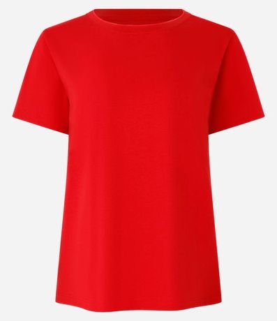 Blusa Alargada Básica en Algodón con Cuello Redondo y Manga Corta 4