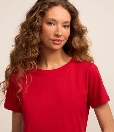 Blusa Alargada Básica en Algodón con Cuello Redondo y Manga Corta 3