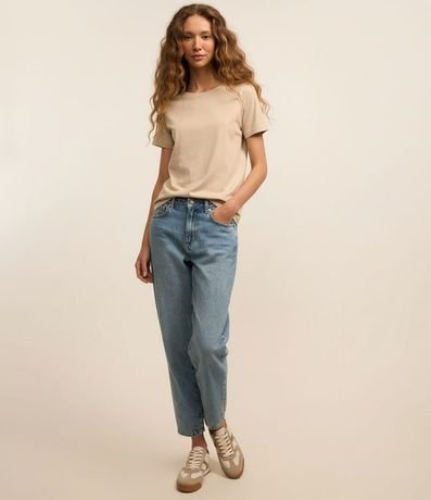 Blusa Alargada Básica en Algodón con Cuello Redondo y Manga Corta 4