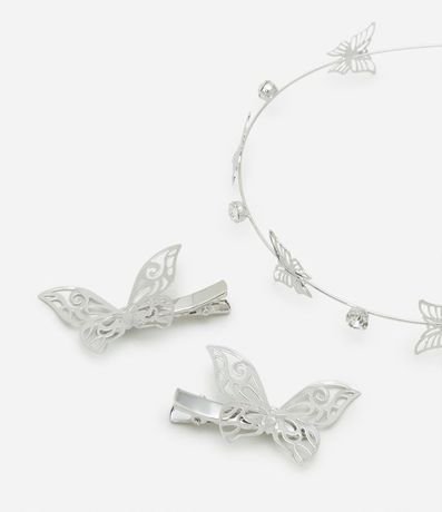 Kit con Vincha y Pinzas en Metal con Formato de Mariposas 4