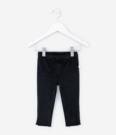 Pantalón Legging Infantil en Terciopelo con Moña - Talle 0 a 18 meses