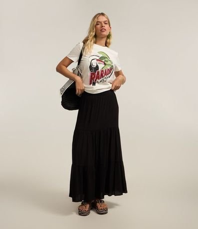 Pollera New Midi en Crepé con Volado y Cintura Elástica