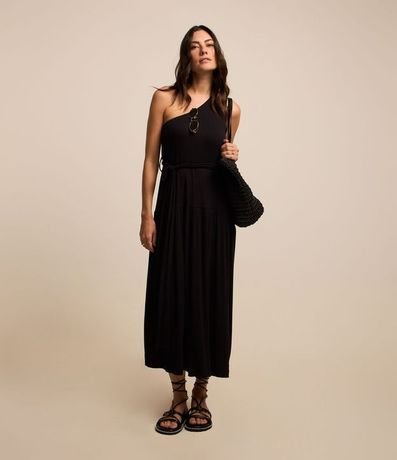 Vestido Acampanado New Midi en Viscosa con Efecto Godê 2