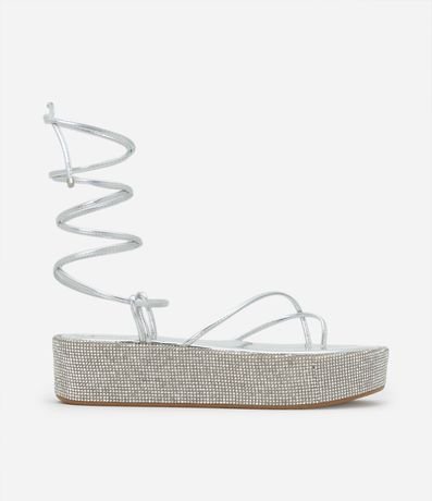 Sandalia Flatform con Lazo y Suela Coberta por Strass