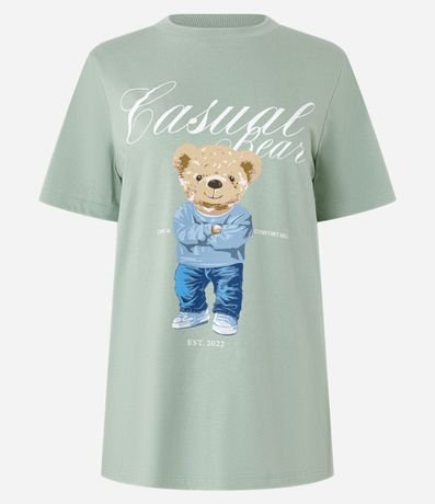 Remera Alargada en Algodón con Estampa de Osito 4