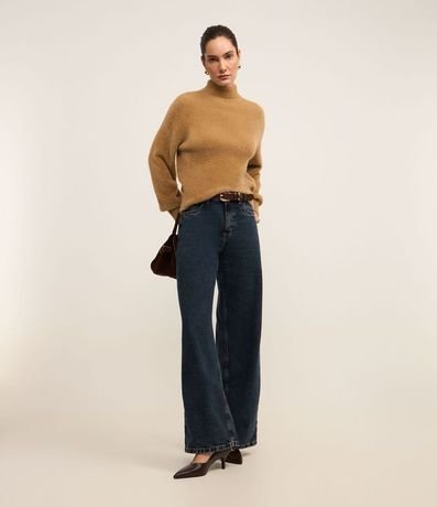 Suéter en Poliamida Afelpada con Cuello Alto 2