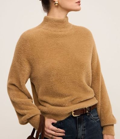 Suéter en Poliamida Afelpada con Cuello Alto 3