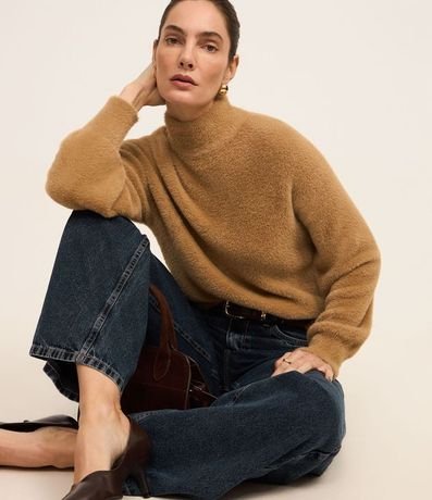 Suéter en Poliamida Afelpada con Cuello Alto 6