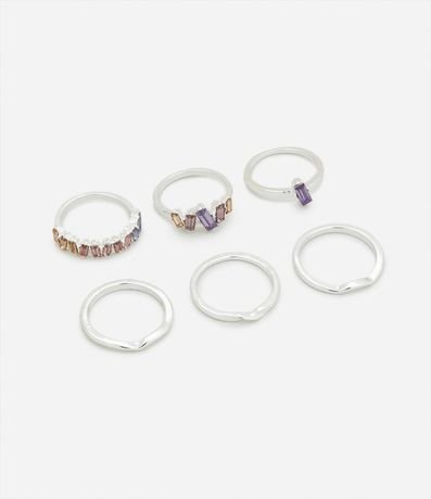 Kit 06 Anillos con Strass Coloridos