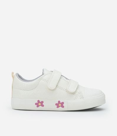 Championes Casual Infantil con Brillos y Estampa de Flores - Talle 20 a 27 5