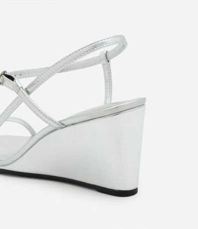 Sandalia Anabela en PU con Tiras Asimétricas Puntera Cuadrada 3