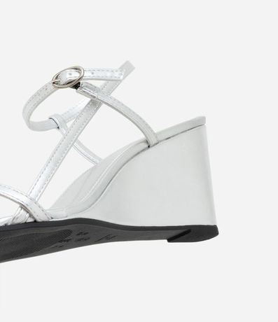 Sandalia Anabela en PU con Tiras Asimétricas Puntera Cuadrada 5