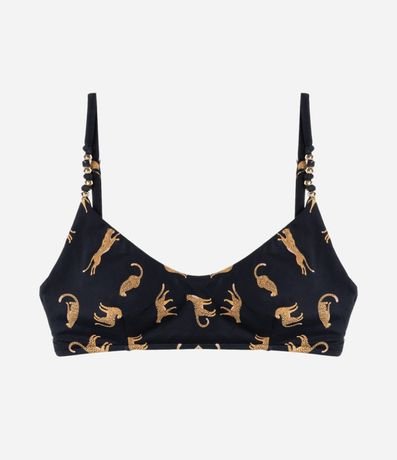 Bikini Top Estampa de Leopardos y Breteles con Adornos 5