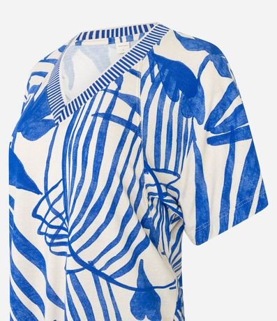 Blusa Manga Corta con Escote V y Estampa de Follaje 2